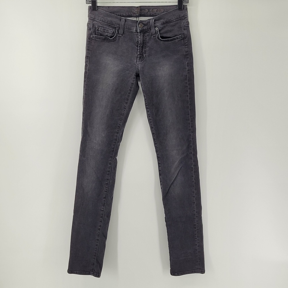 7 For All Mankind Roxanne Jeans Womens 27 Gray Slim Straight Leg Low Rise Denim